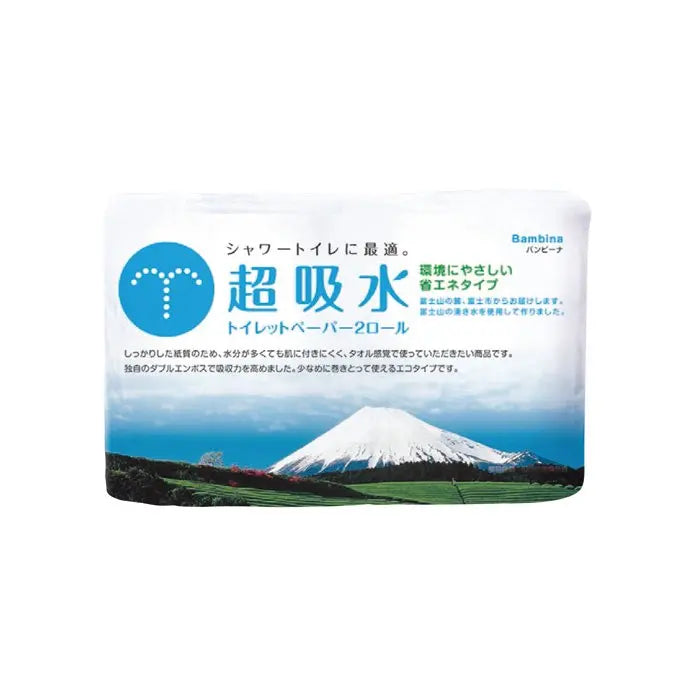 バンビーナ超吸水トイレット2ロール、富士山湧水使用、肌に優しい