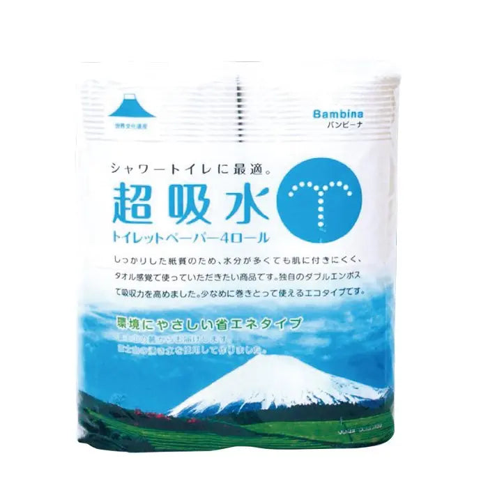 バンビーナ超吸水トイレット4ロール、富士山湧水使用、シャワートイレ最適