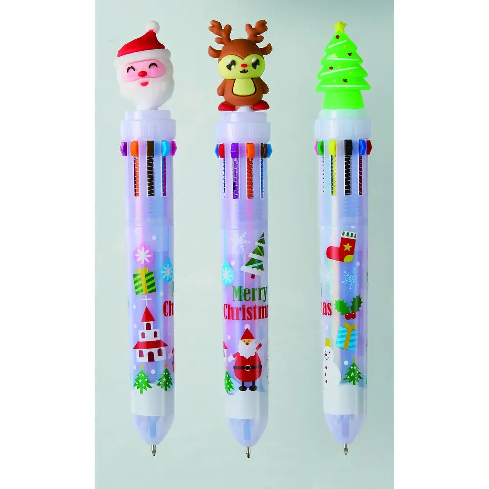 クリスマス10色カラーボールペン、多彩な色と便利な使い分けが可能なデザイン