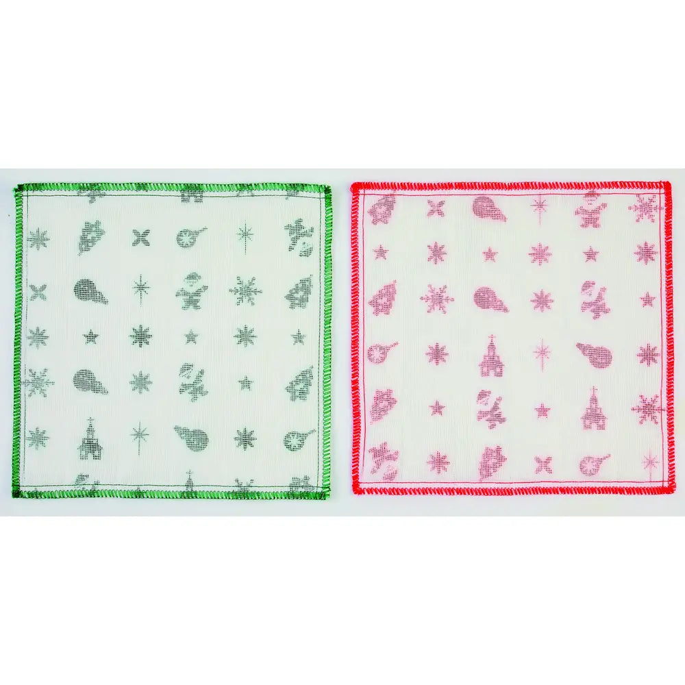 クリスマス・かや織りテーブルふきん、柔らかいレーヨン素材30cm四方