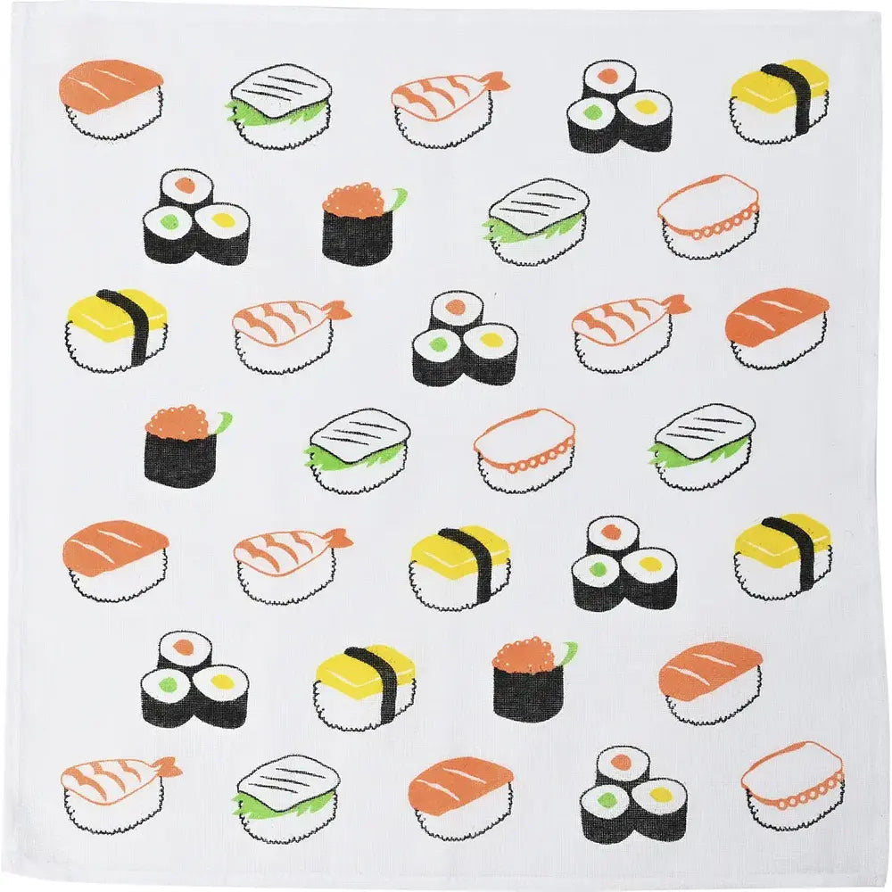 寿司柄 ふきん 30x30cm 綿混合素材 ギフトや販促に最適なミニタオル
