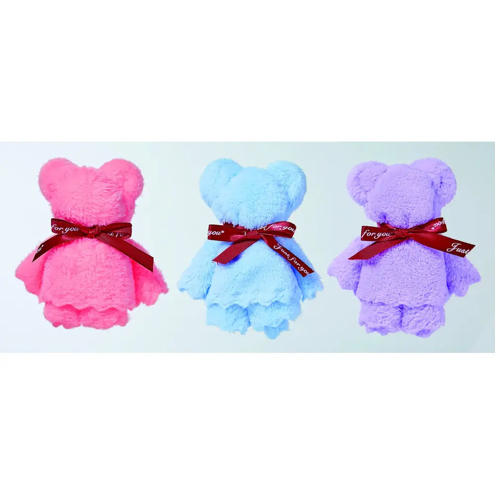 ふんわりタオルハンカチ 25×25cm ポリエステル5色 リボン留めOP袋入り