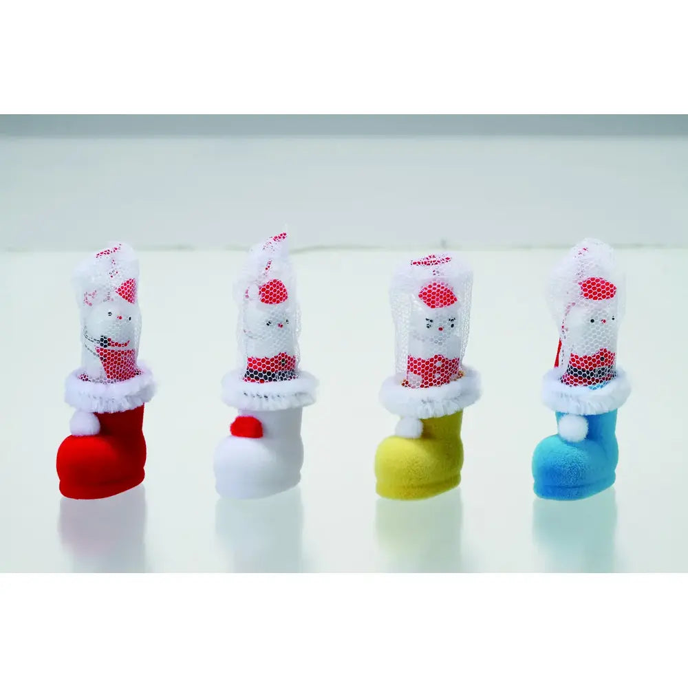 クリスマス・カラフルブーツ(サンタチョコ入)、4色のかわいい小型ブーツ