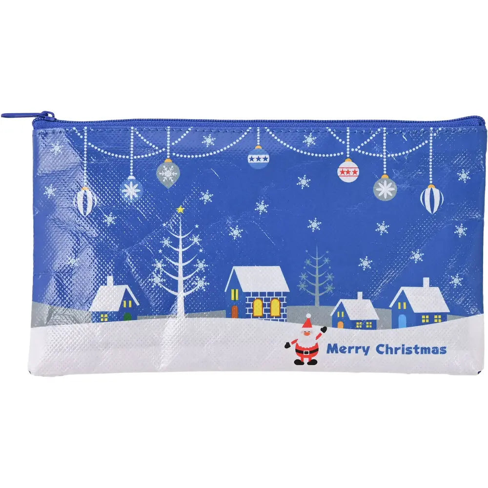Xmasポーチ【オリジナルノベルティ】不織布製21×12cmの赤いデザイン