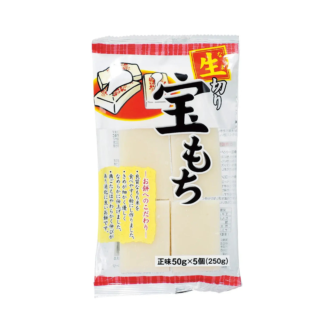 生切り宝もち250g、日本産良質もち米使用、風味豊かで消化に良い包装袋入り