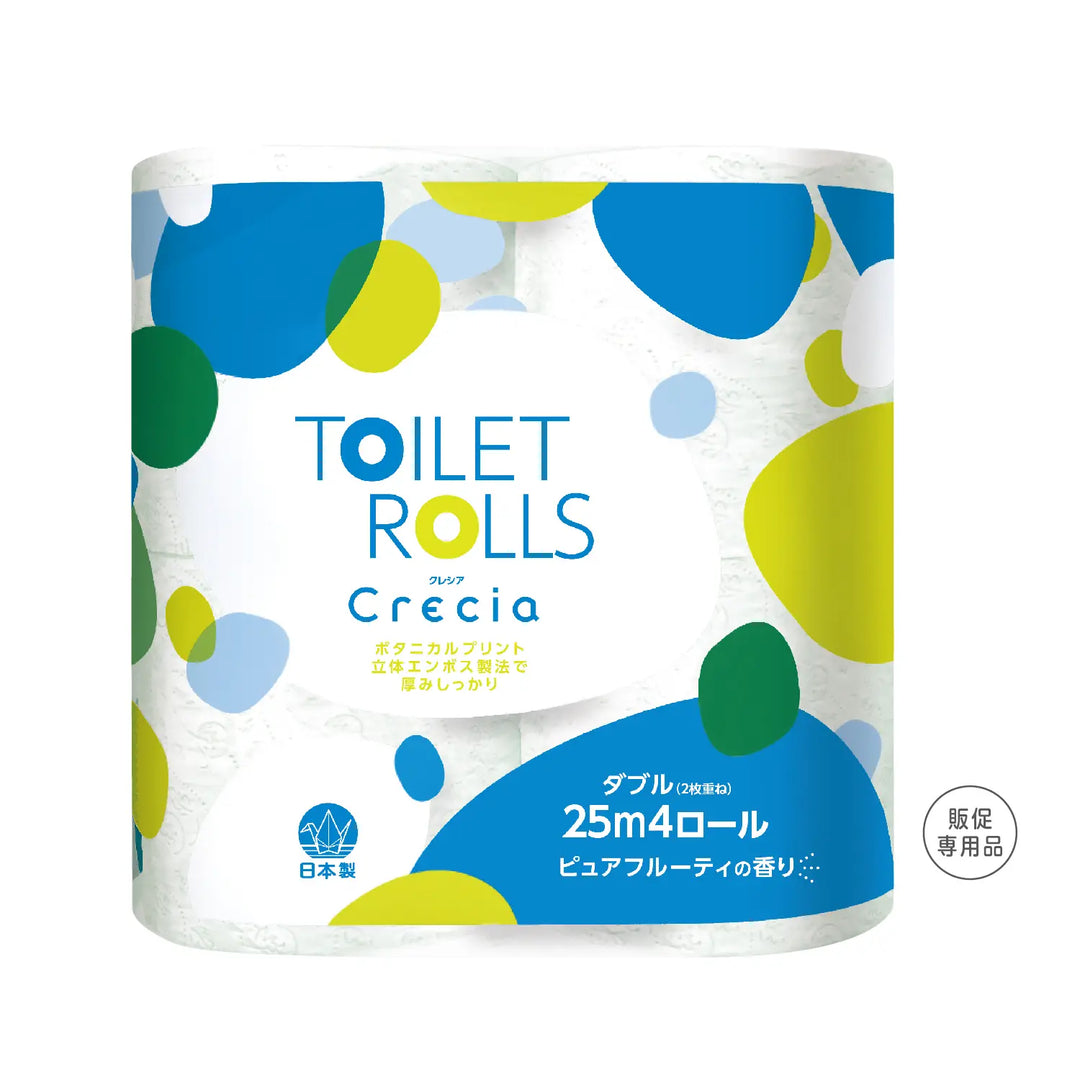 クレシアトイレットロール4ロール(ダブル)、再生紙使用の花柄香り付き