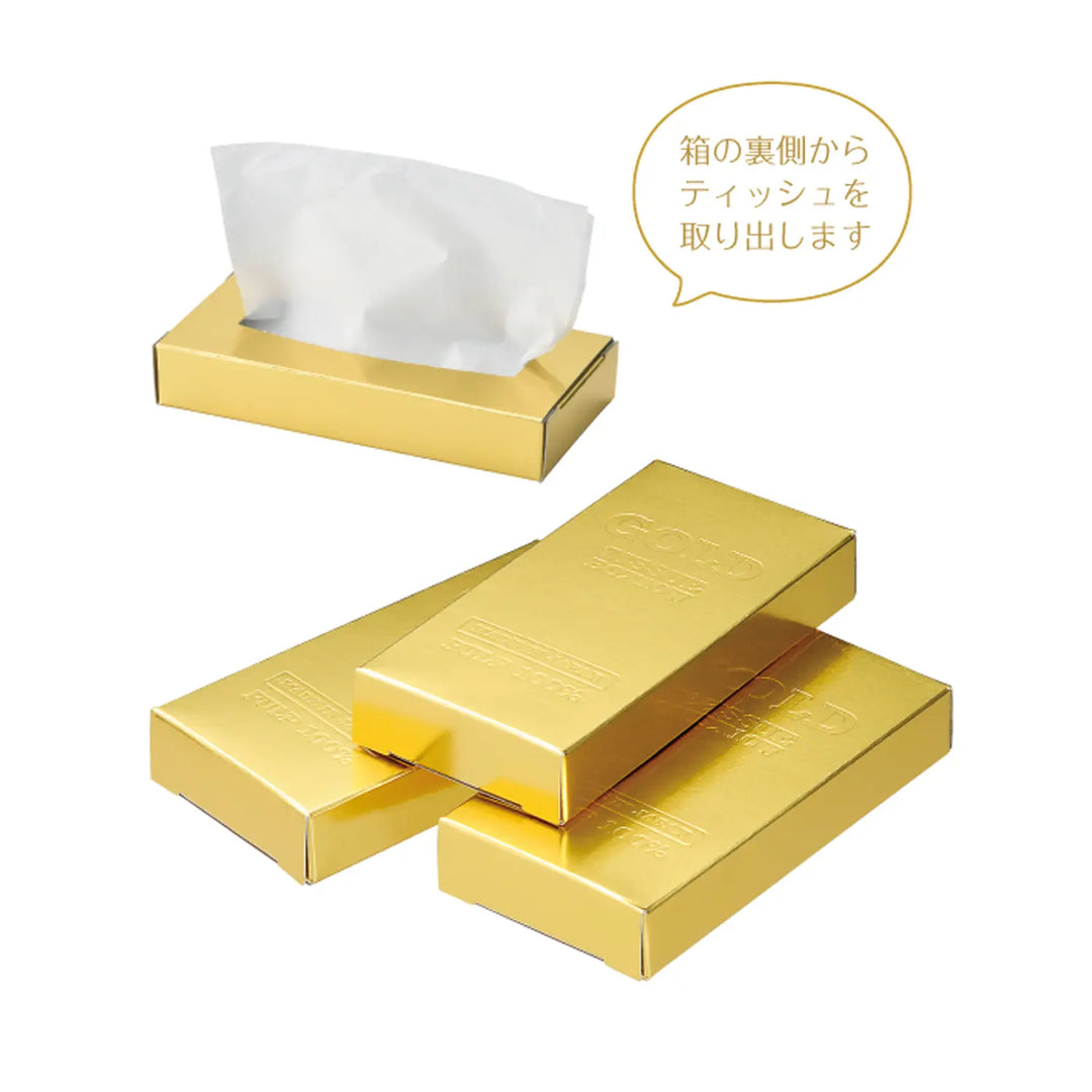 ミニミニゴールドBOXティッシュ10W、日本製パルプ素材の化粧箱入り