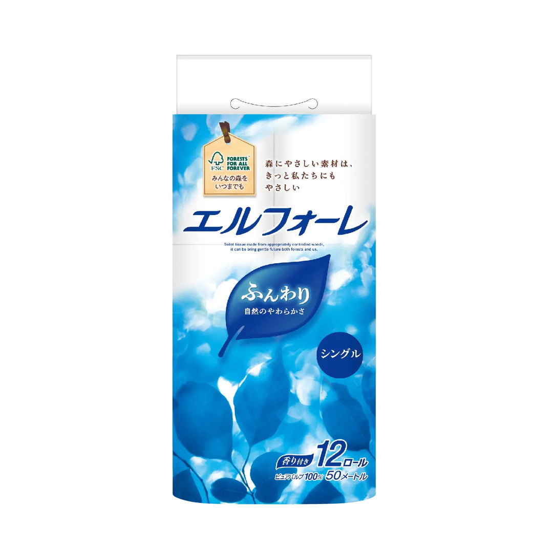エルフォーレ トイレットティシュー12ロール シングル 柔らかリーフデザイン