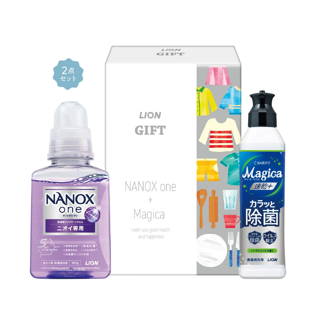 ライオン プチギフトLPE-8、ニオイ専用洗剤と除菌洗剤セット、化粧箱入り
