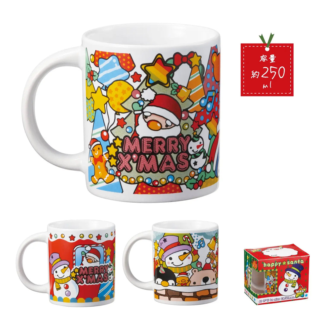 Withサンタマグカップ, クリスマス柄で飾っても使っても可愛い陶器製マグカップ