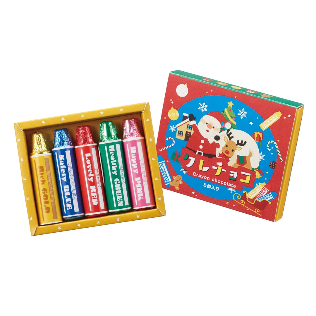 クリスマス クレチョコ5個入、クレヨン型カラフルチョコの遊び心スイーツ