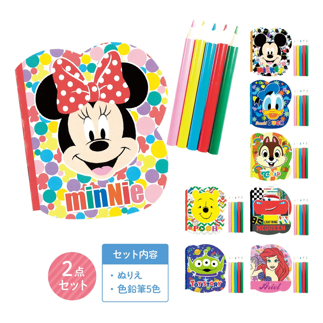 キャラクターオールスター顔柄ぬりえセット、8柄、紙・木製、並行輸入品