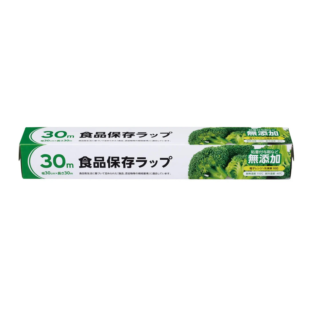 無添加食品保存ラップ30cm×30m、PE素材、料理や野菜保存に便利な化粧箱入り