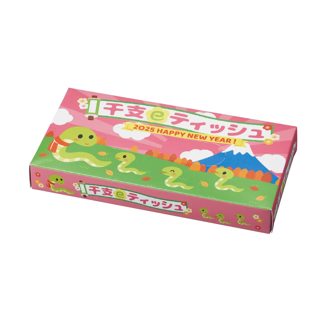 "来福BOXティッシュ40W 巳、干支デザインのスリムボックスティッシュ"