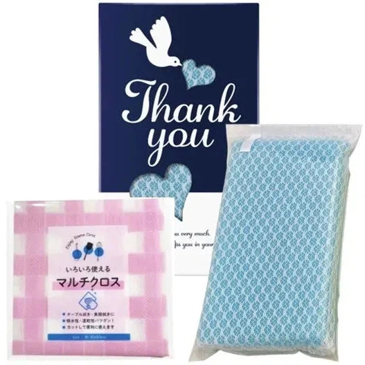 ありがとうキッチンスポンジ1個 化粧箱入り おしゃれな4色展開 ポリエステル製