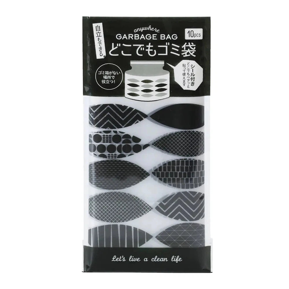 自立可能なペタっと貼れるポリエチレン製どこでもゴミ袋10枚入り