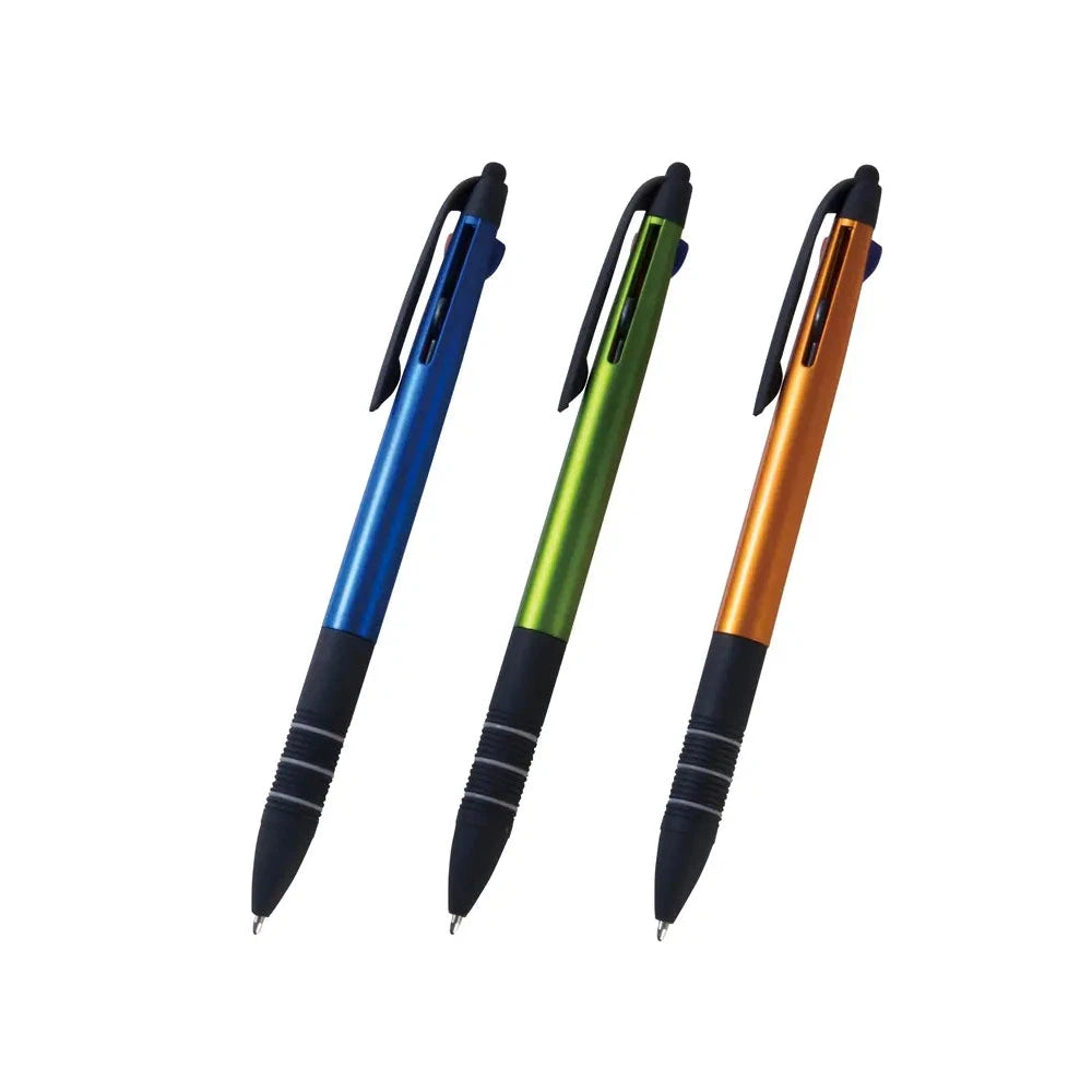 タッチペン付き3色ボールペン1本、スリムで便利なABS樹脂製文具