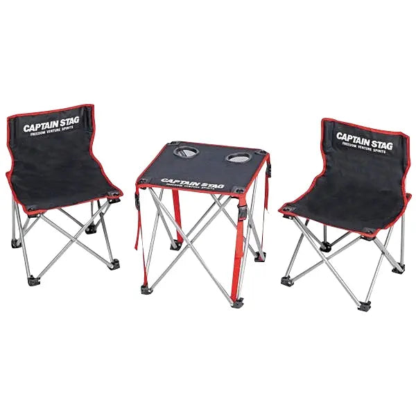 キャプテンスタッグ コンパクトテーブルチェアセット ポリエステル鋼製 収納可