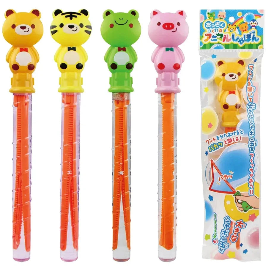 おっきくつくれるアニマルしゃぼん1本、動物マスコット付き、大きなしゃぼん玉