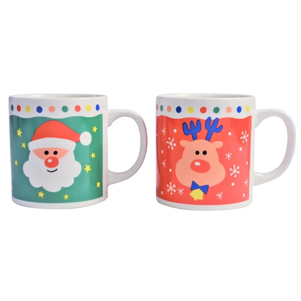 HAPPY クリスマスマグカップ210ml サンタとトナカイの日本製陶器