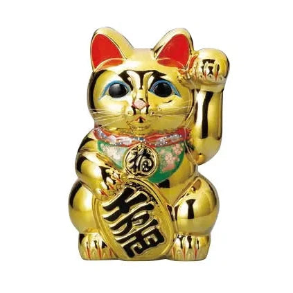 黄金小判まねき猫10号、日本製半磁器、常滑市産金色デザイン33cm