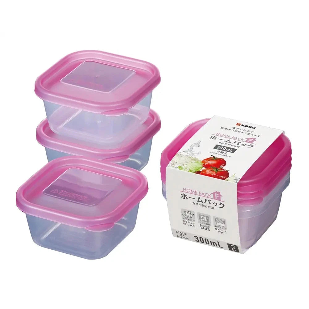 ホームパック300ml3個組(ピンク)電子レンジ対応日本製ポリプロピレン容器