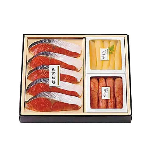 祇園又吉素材吟味撰、紅鮭と無着色明太子、数の子の贅沢詰め合わせセット
