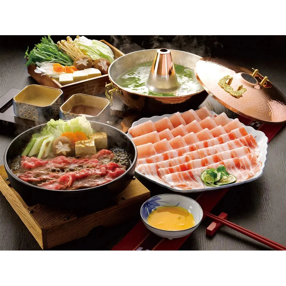 宮崎県産黒毛和牛すき焼き&おいも豚しゃぶしゃぶセット、柔らか肉質
