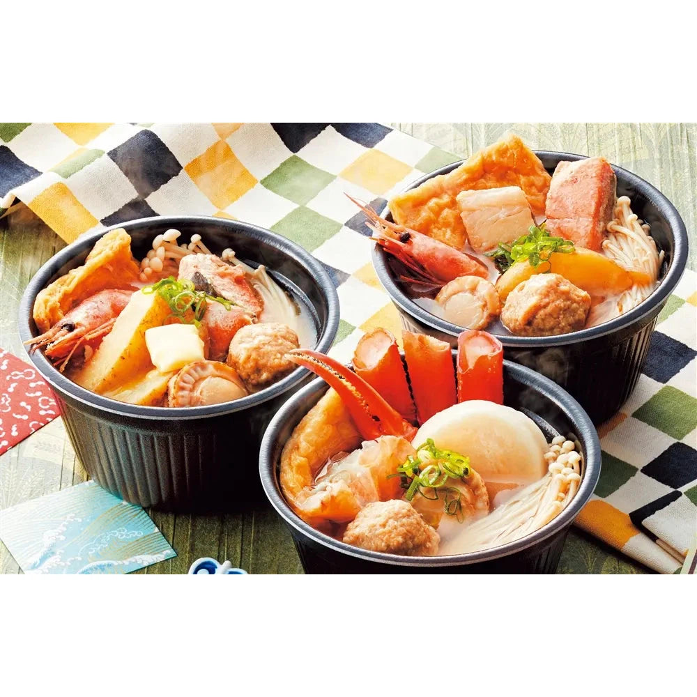 "レンジで簡単 舞の海監修ちゃん小鍋、塩・醤油・みそ味の便利な小鍋セット"