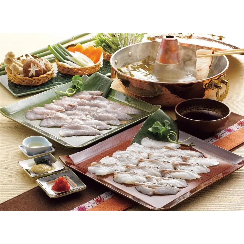 大分県産真鯛とカンパチのしゃぶしゃぶセット、脂ののった新鮮魚介使用