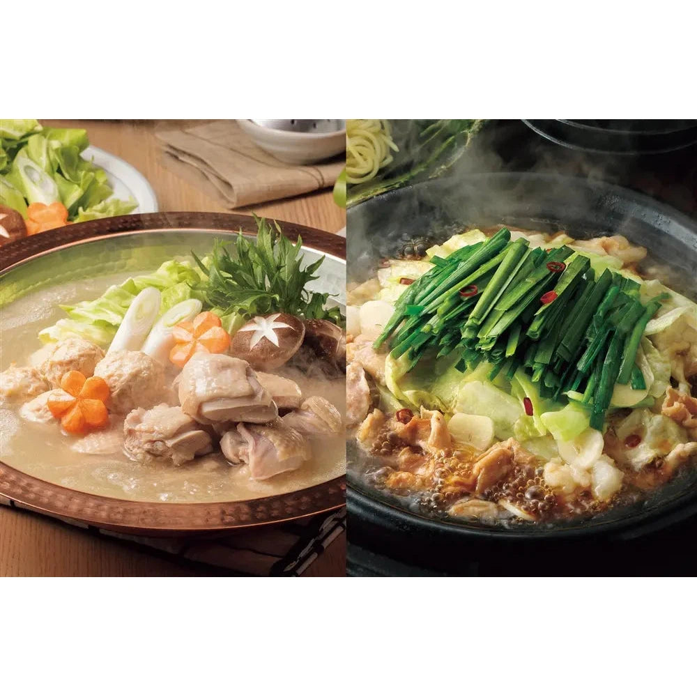 博多華味鳥の水たき・もつ鍋食べ比べセットで博多2大鍋を味わう