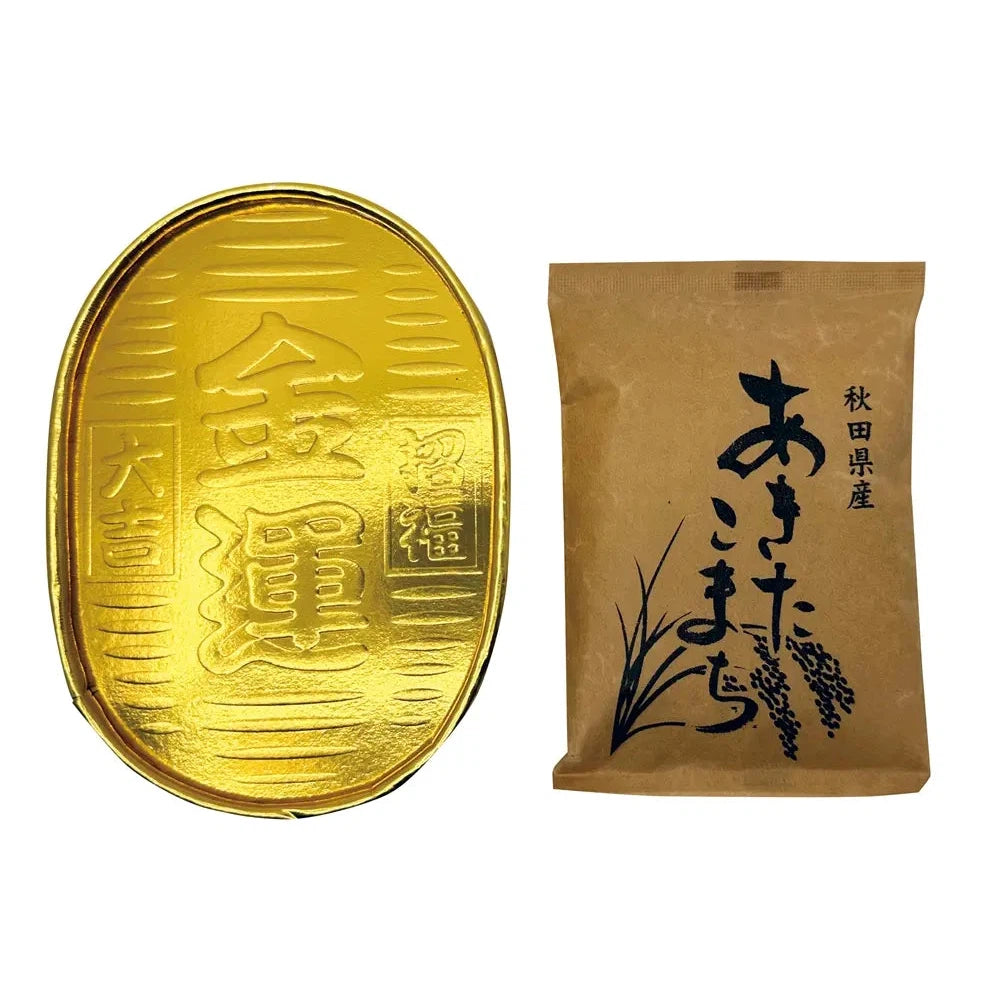 "招福・大吉 金運小判 秋田県産あきたこまち100g 手のひらサイズ化粧箱"