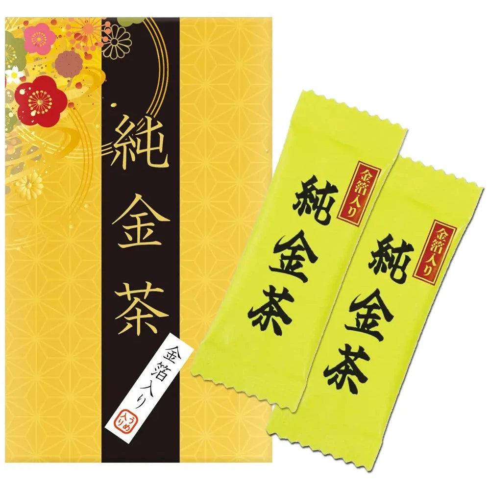 純金茶 2包 和柄パッケージ 金箔入り 茶葉 730日賞味期限 タトウケース