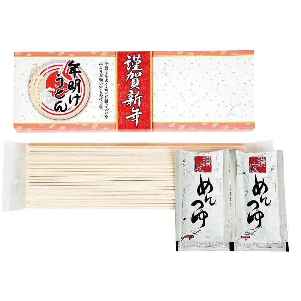 年明けうどん 乾麺180g めんつゆ20ml×2 化粧箱入り 年始用ご挨拶品
