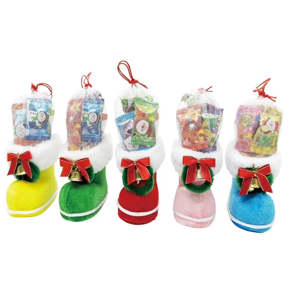 クリスマスカラフルミニブーツ、5色展開、うまい棒・ラムネ入りギフト