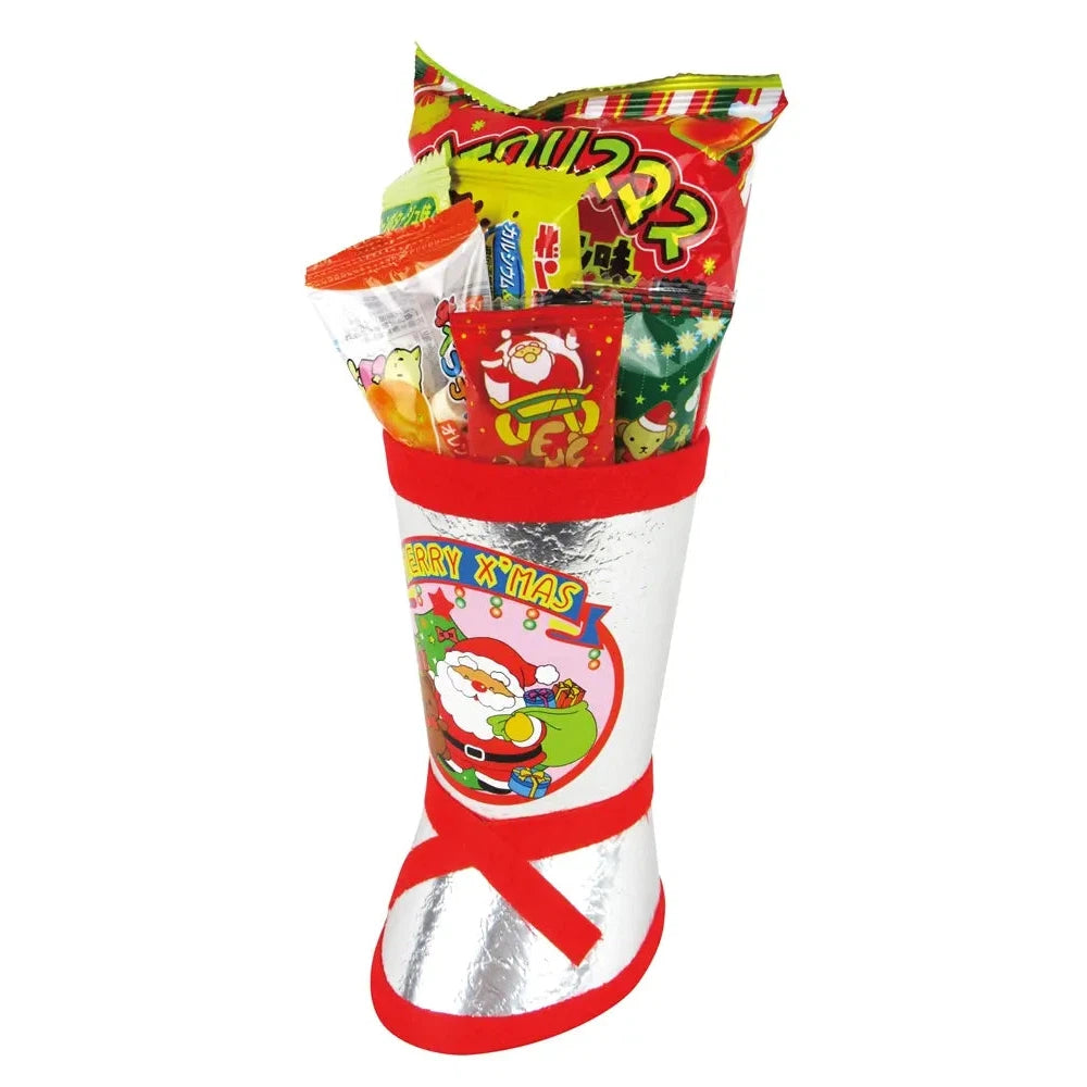 クリスマス銀靴(S): クリスマス用お菓子セット入り銀色の靴型パッケージ