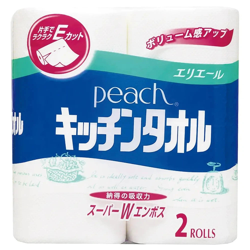 エリエールピーチキッチンタオル2ロール、50カット、水油強い、キッチン用