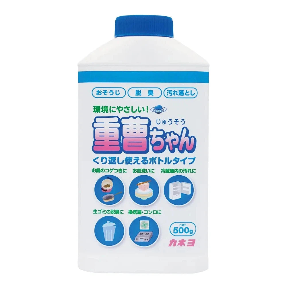 環境にやさしい重曹ちゃんボトル500g、焦げ汚れ落としと脱臭に最適