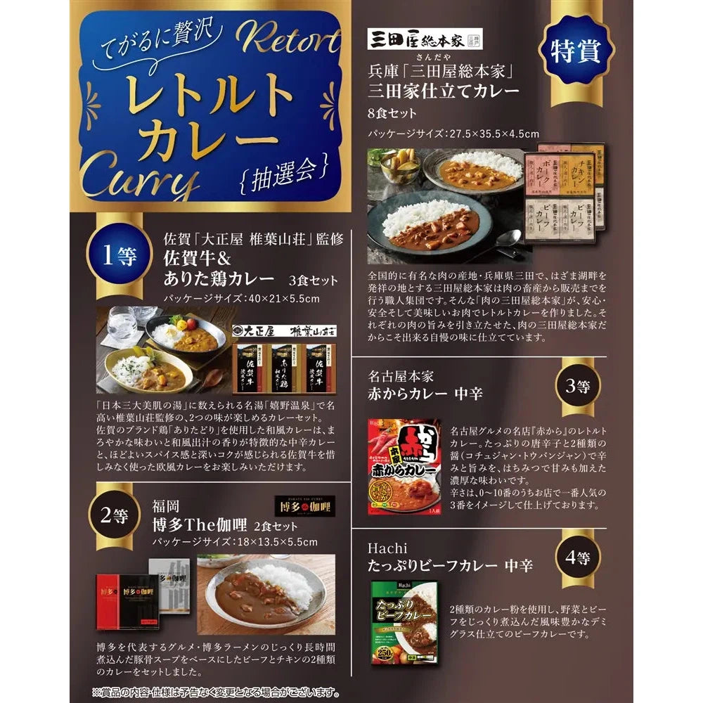 てがるに贅沢レトルトカレー抽選キット100人用、豪華賞品揃いのセット