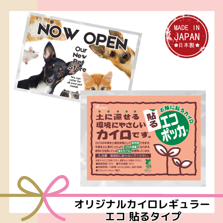 国産オリジナルカイロレギュラーエコ 貼るタイプ(デザイン台紙封入)【単価222円税込】【100個】
