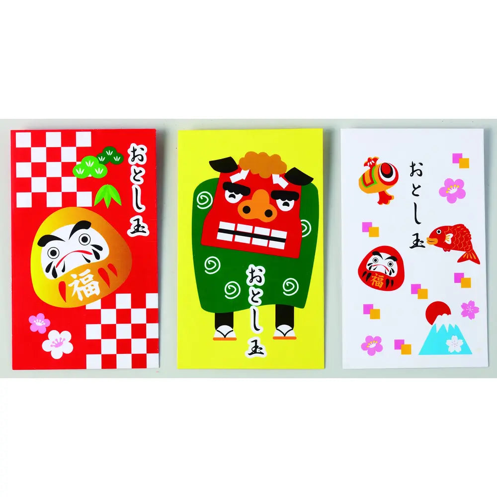 お年玉袋5枚セット、紙製、5柄、サイズ約6.9×11.4cm、のしOP袋入り