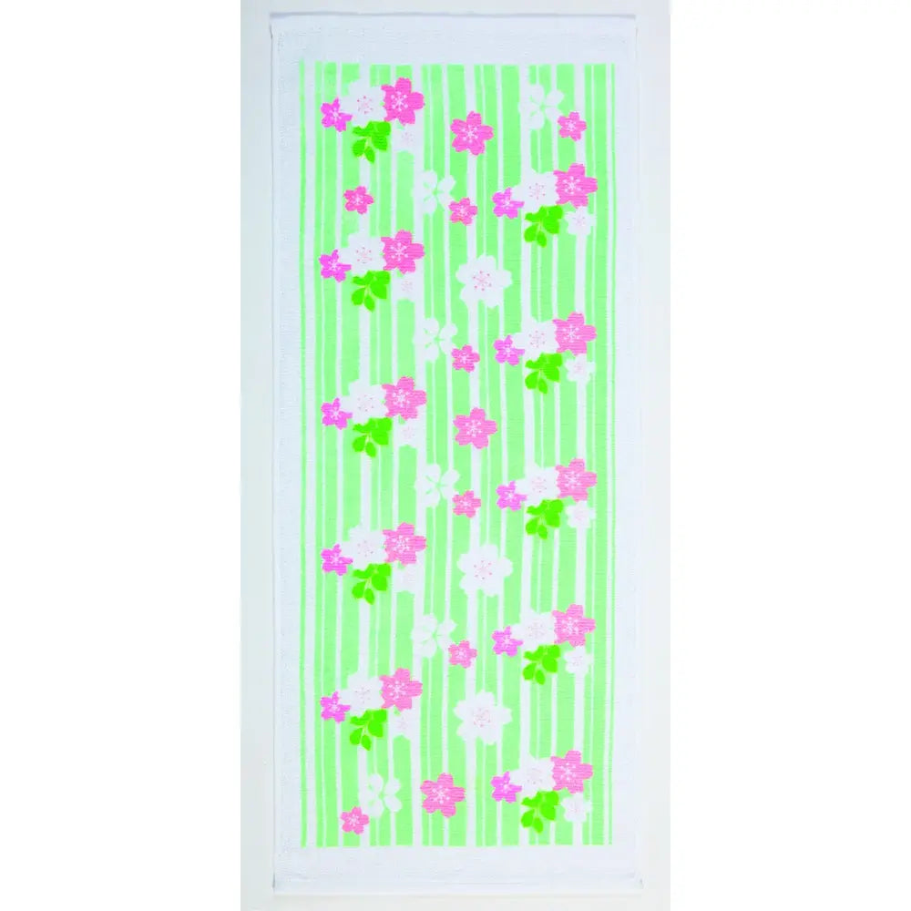 華やかなさくら模様フェイスタオル、綿パイル地、34×84cm