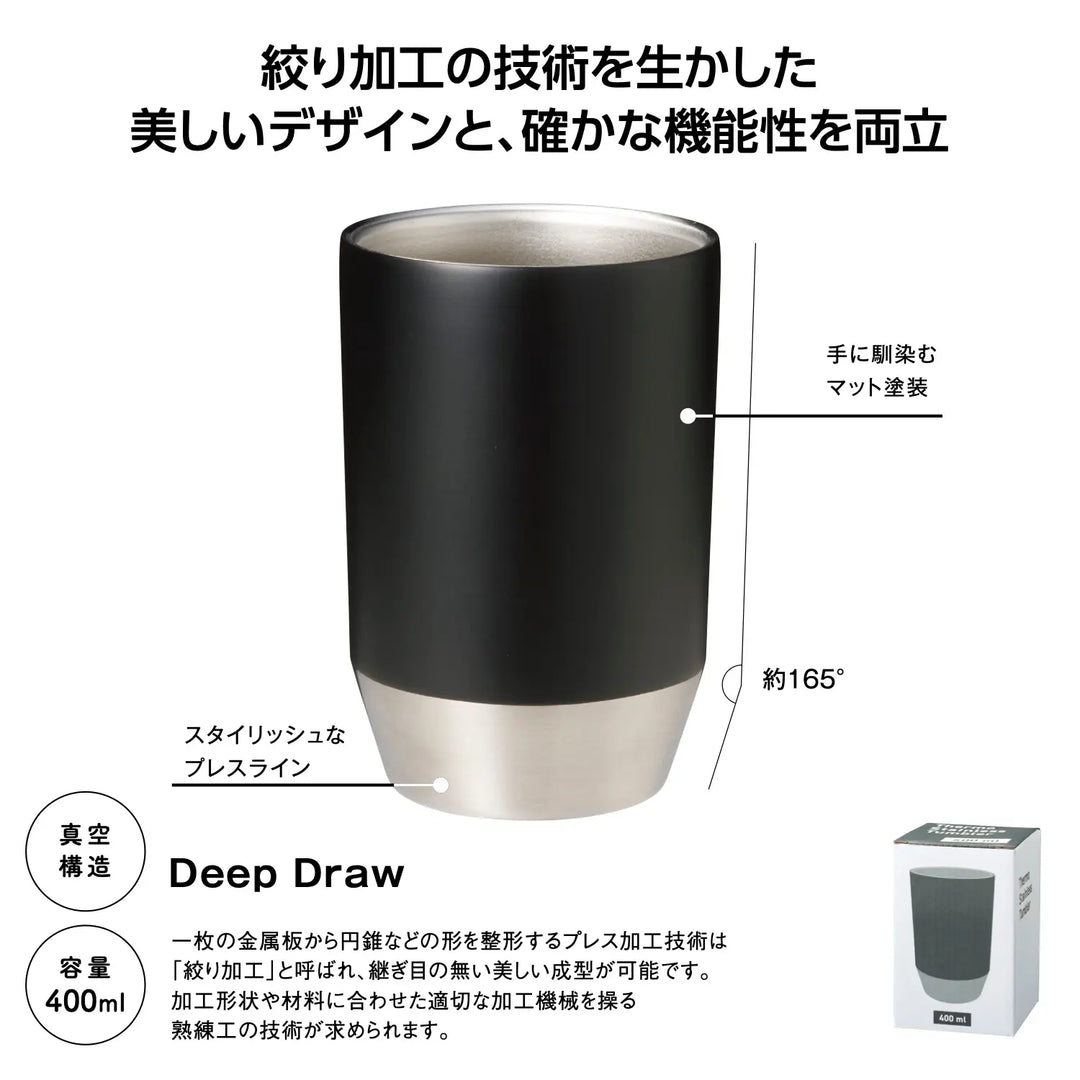 真空保冷温タンブラー400ml ｿﾛ (ﾌﾞﾗｯｸ)【700円(税込)】【20個】