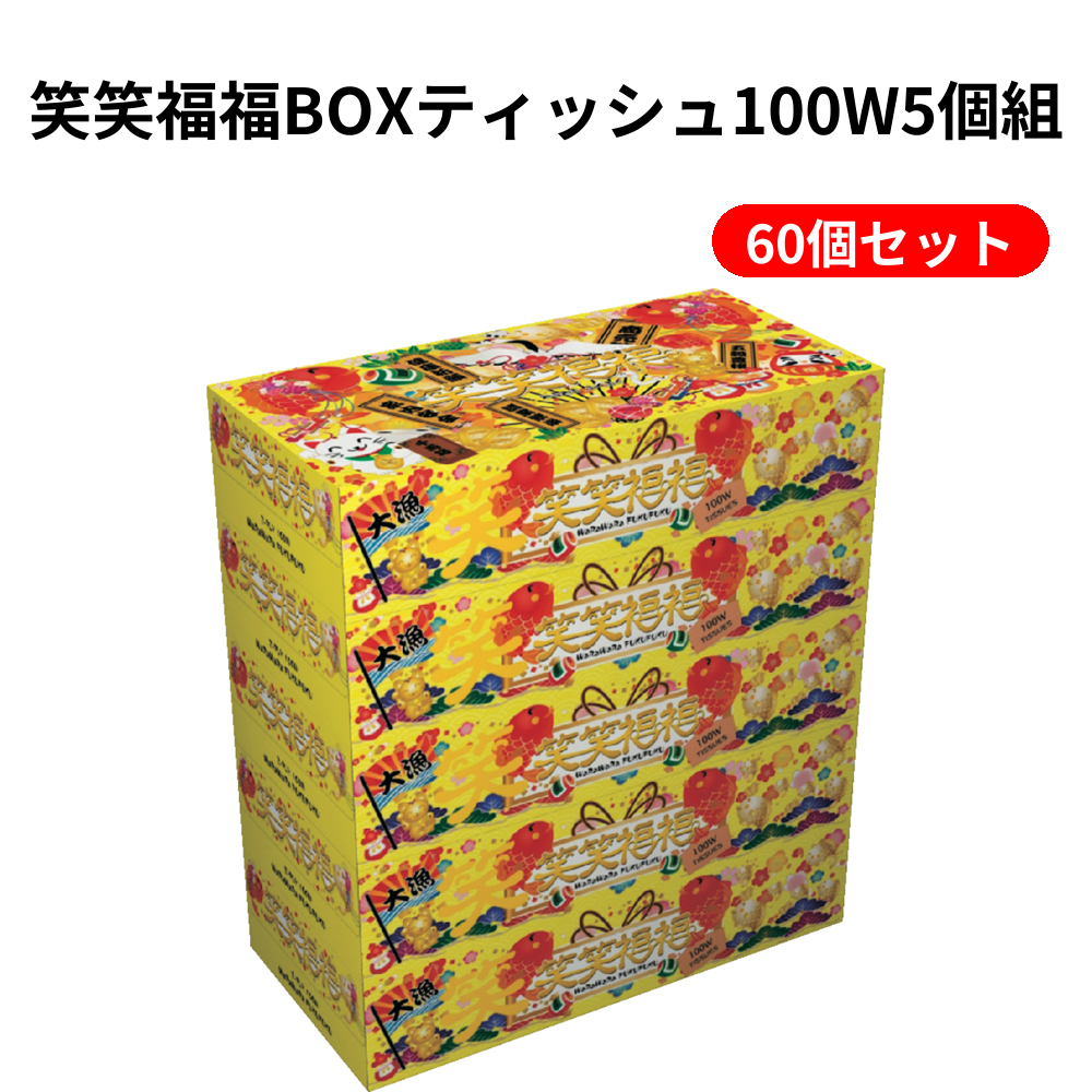笑笑福福BOXティッシュ100W5個組 60個セット