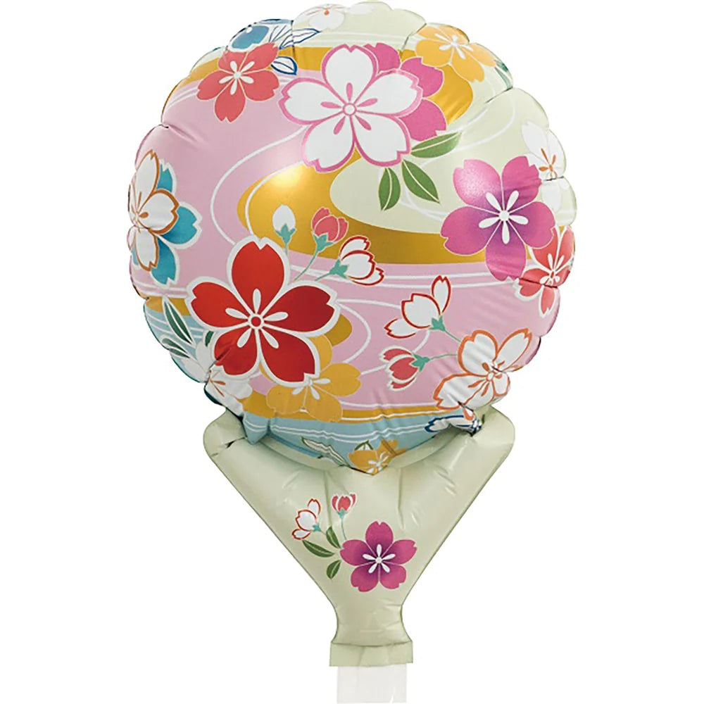 手持ちバルーン（桜雅） 直径10cm アルミ蒸着 桜柄 自立可能 玩具