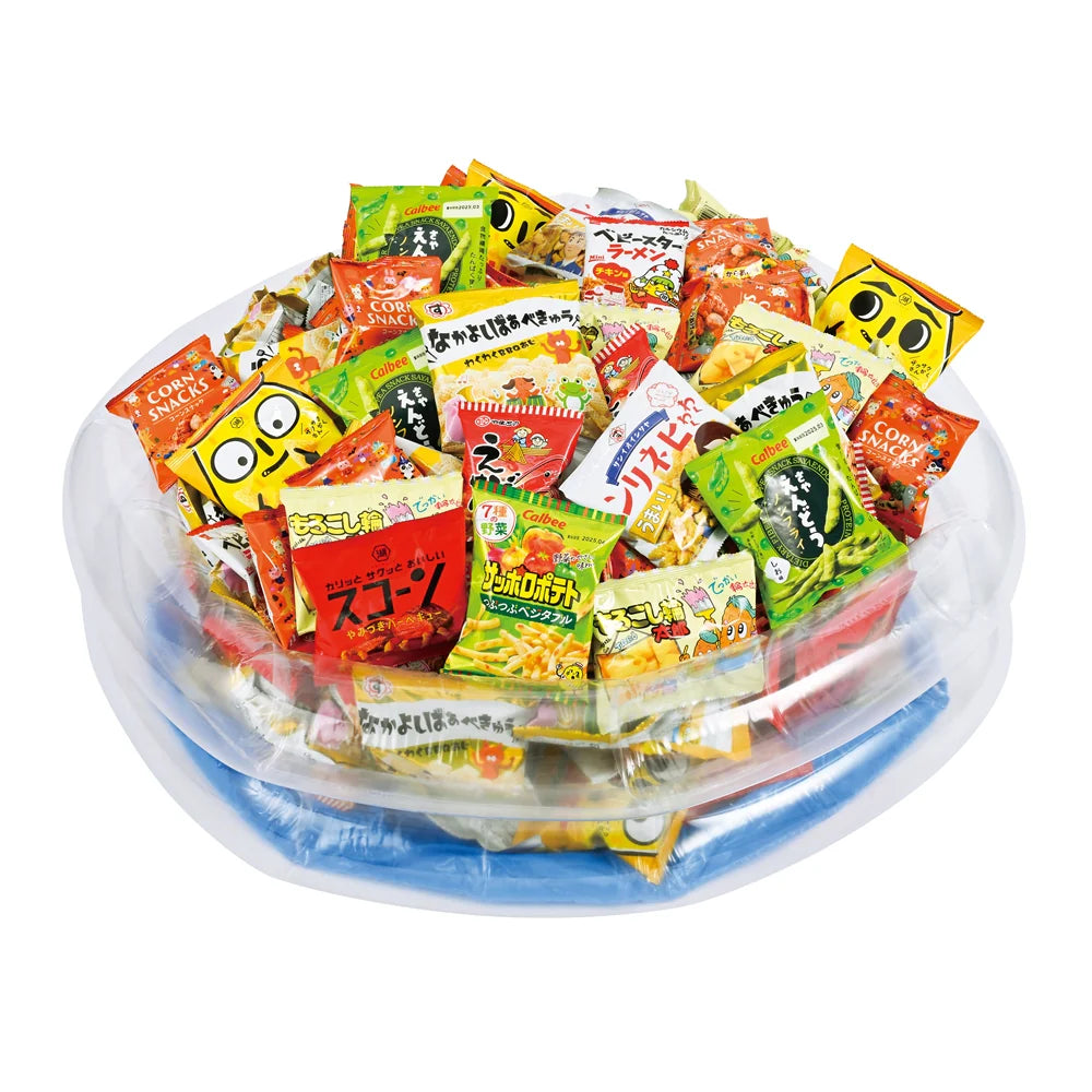 詰め放題用お菓子キット50人用、駄菓子200個とビニールプールセット